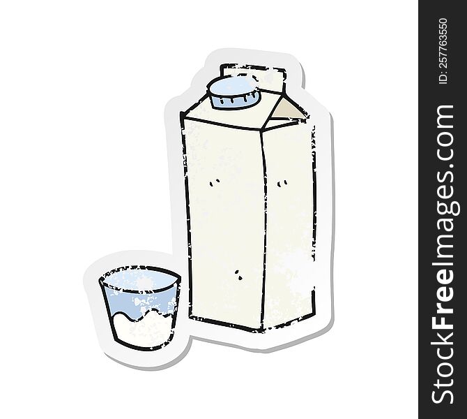 Retro Distressed Sticker Of A Cartoon Milk Carton