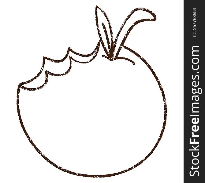 Bitten Apple Charcoal Drawing