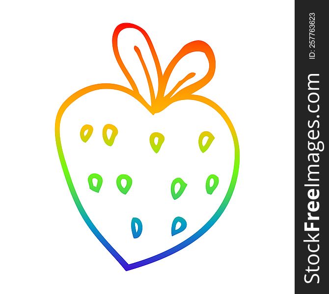 Rainbow Gradient Line Drawing Cartoon Strawberry Fr