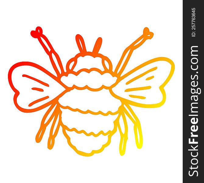 warm gradient line drawing of a cartoon bee