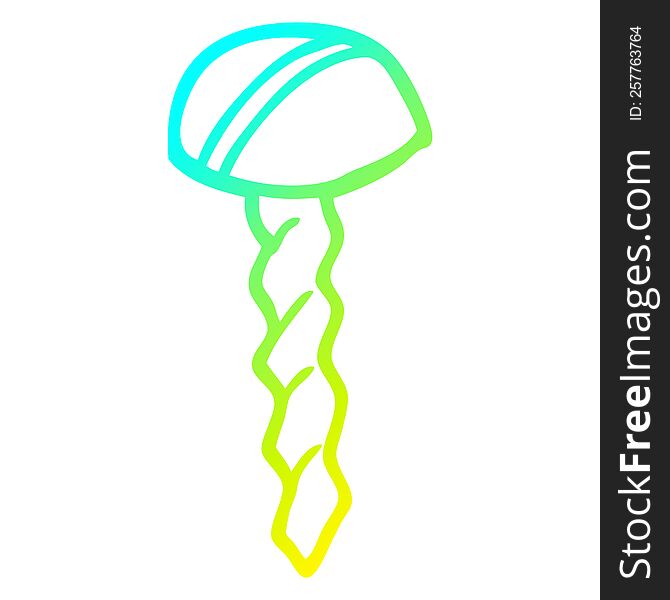 cold gradient line drawing of a cartoon screw