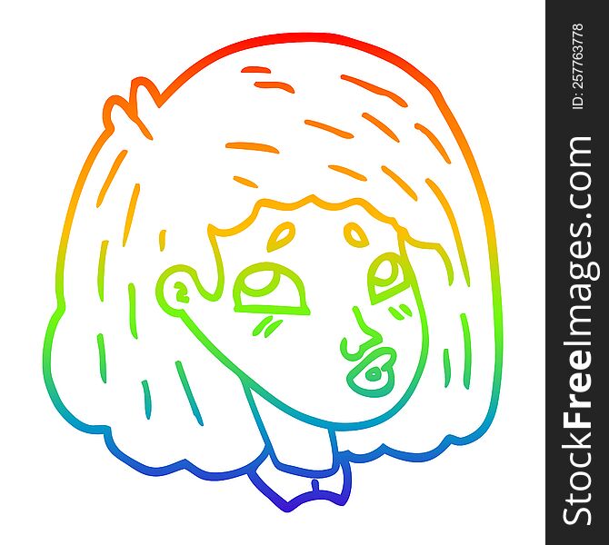 rainbow gradient line drawing cartoon face girl