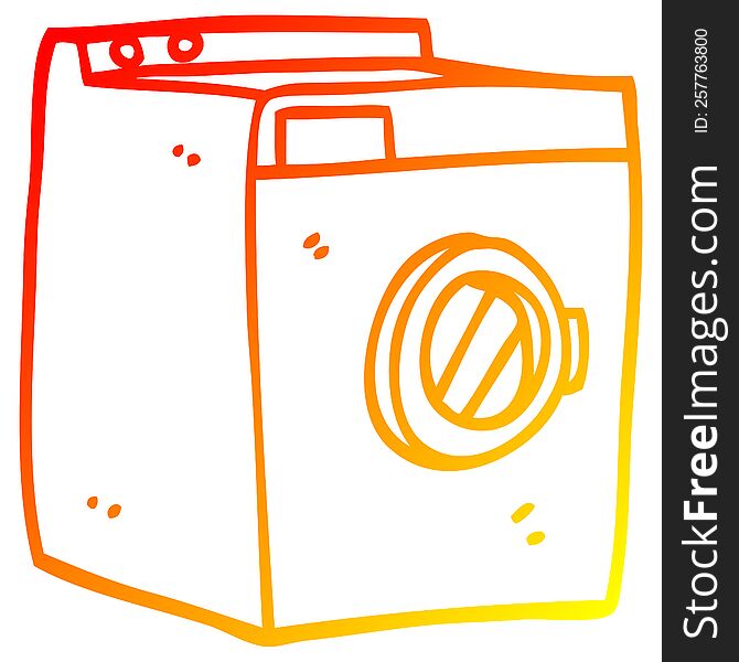 warm gradient line drawing of a cartoon washing machine