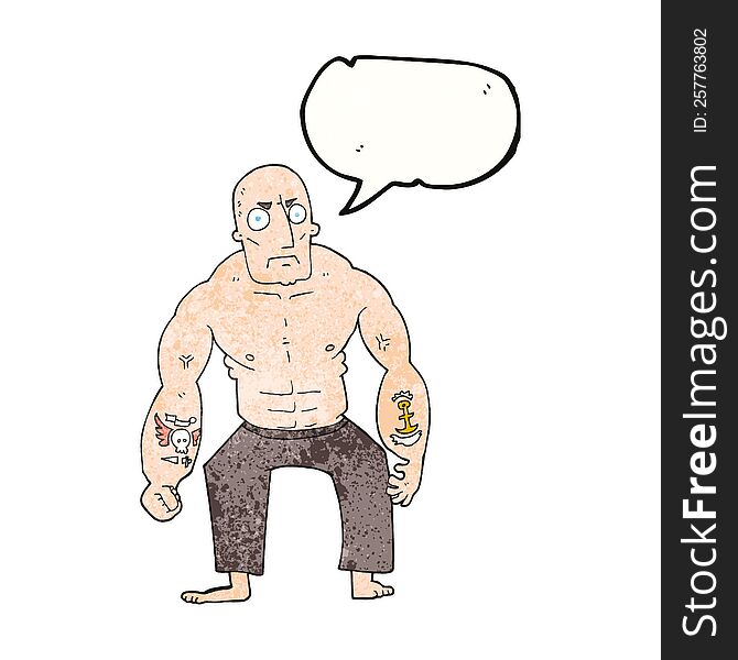 Speech Bubble Textured Cartoon Tough Man