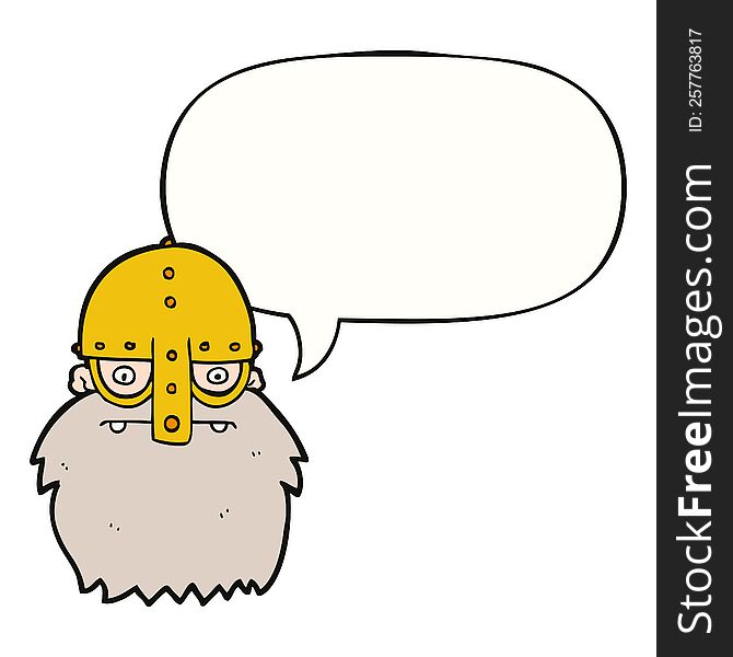 cartoon viking face and speech bubble