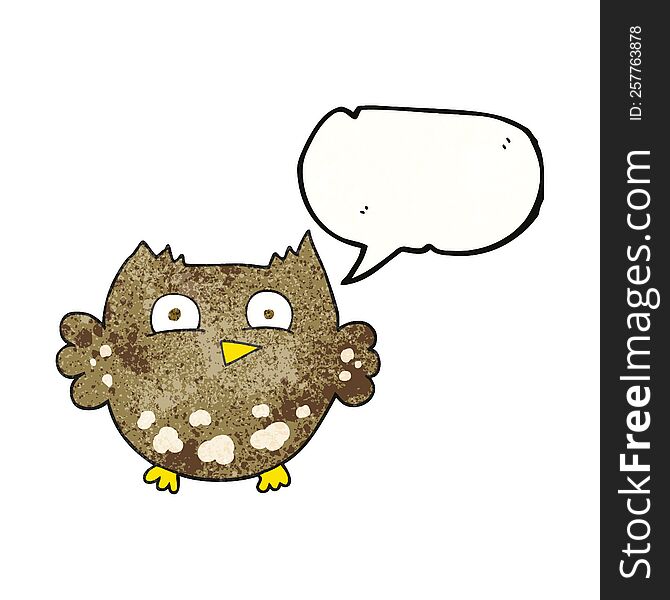 Speech Bubble Textured Cartoon Little Owl