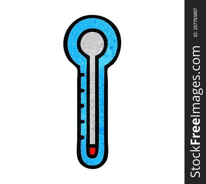 retro grunge texture cartoon of a glass thermometer