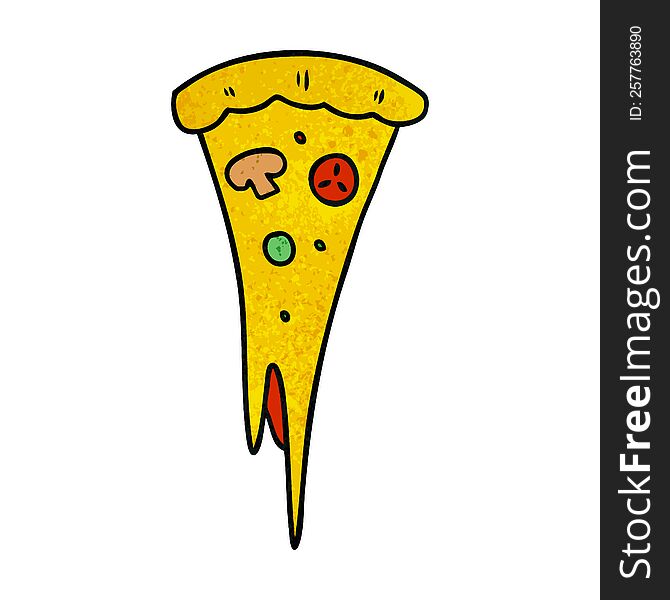hand drawn textured cartoon doodle of a slice of pizza
