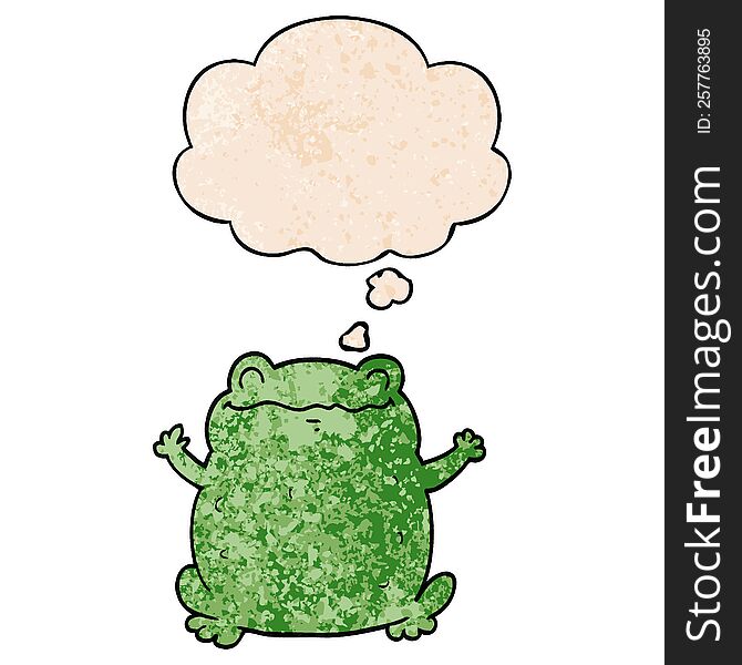 cartoon toad with thought bubble in grunge texture style. cartoon toad with thought bubble in grunge texture style