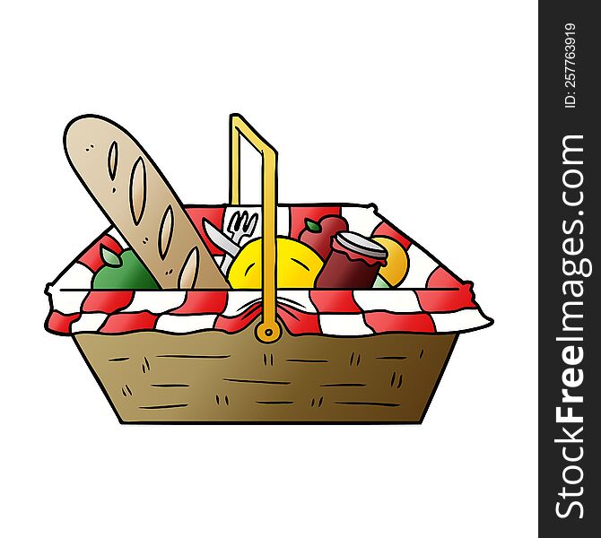 cartoon picnic basket. cartoon picnic basket