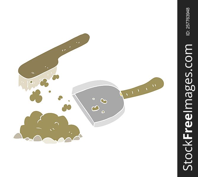 flat color illustration of dust pan and brush. flat color illustration of dust pan and brush