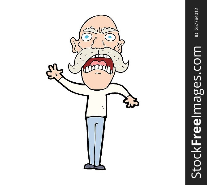 cartoon angry old man