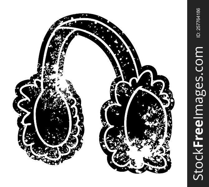 Grunge Icon Drawing Of Pink Ear Muff Warmers