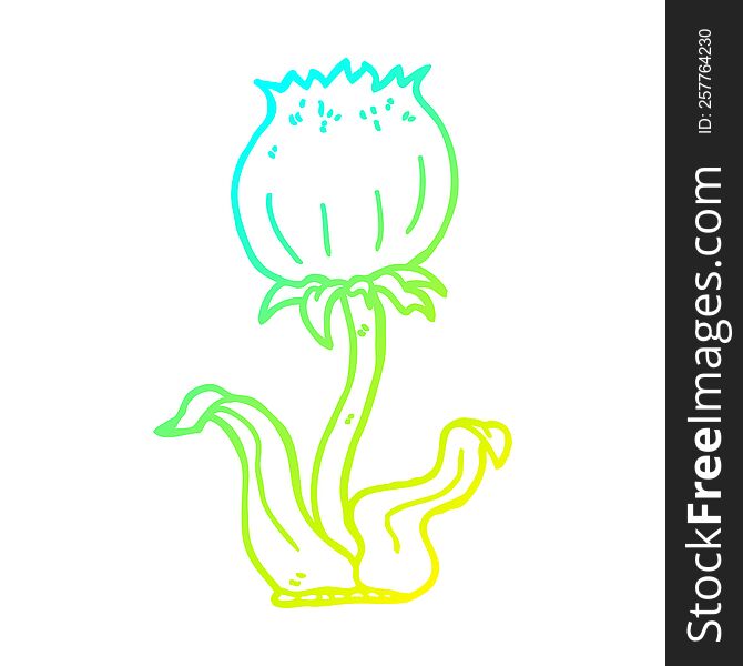 cold gradient line drawing of a cartoon wild flower