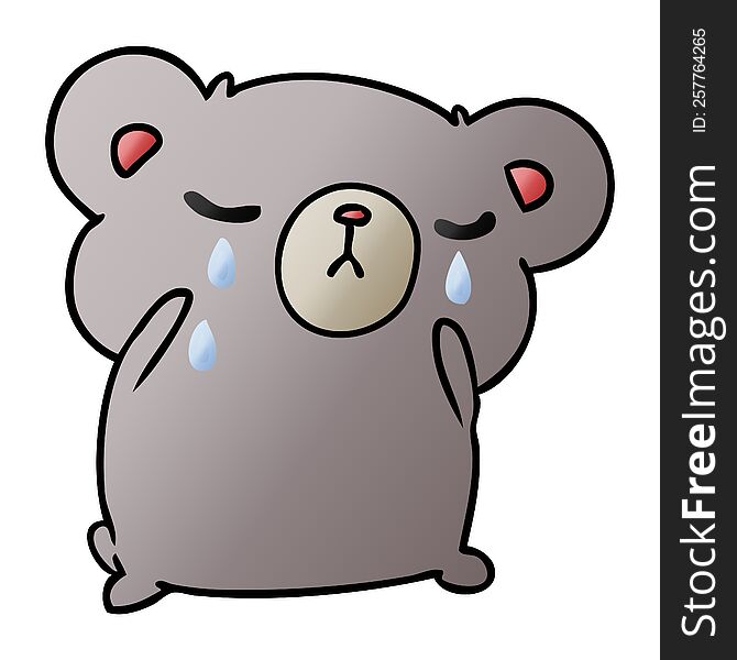 Gradient Cartoon Of A Cute Crying Bear