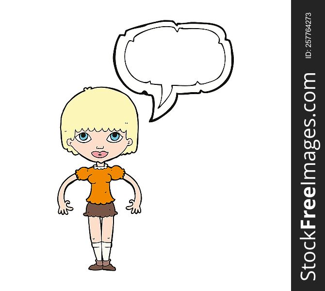 cartoon girl with speech bubble