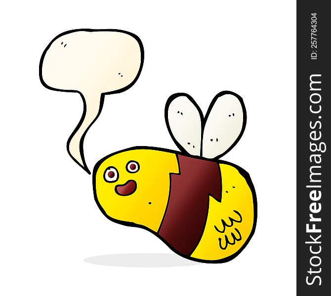 Cartoon Bee With Speech Bubble