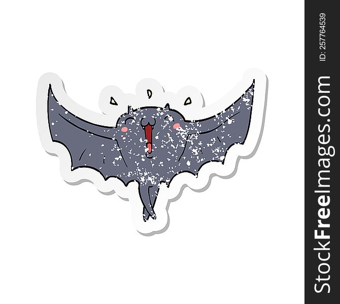 Distressed Sticker Of A Cartoon Happy Vampire Bat