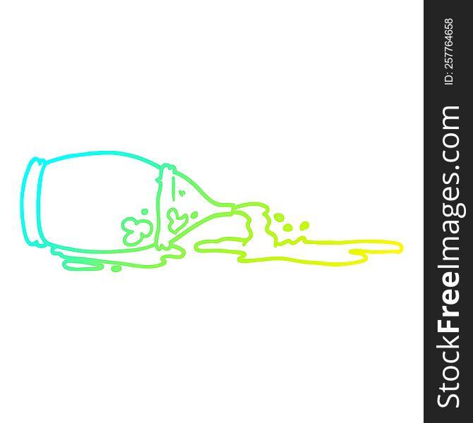 Cold Gradient Line Drawing Cartoon Spilled Ketchup Bottle