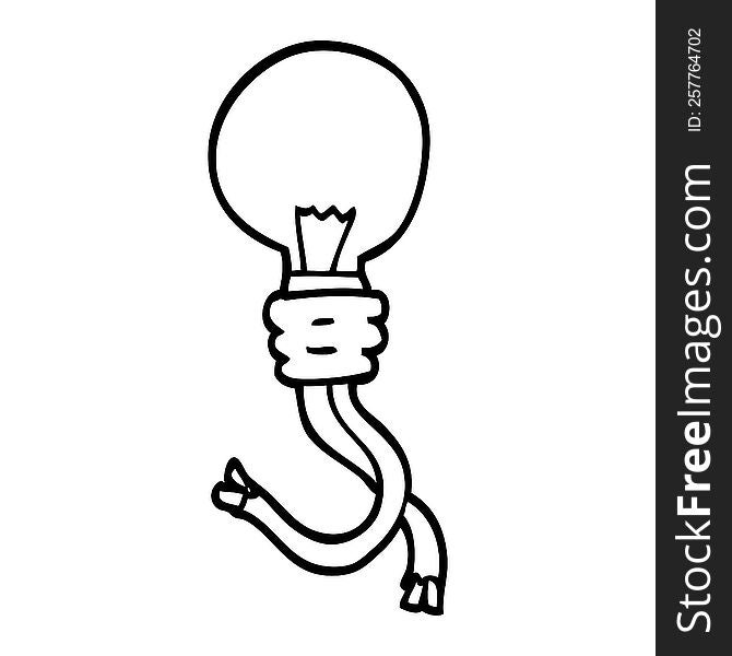 line drawing cartoon glowing light bulb