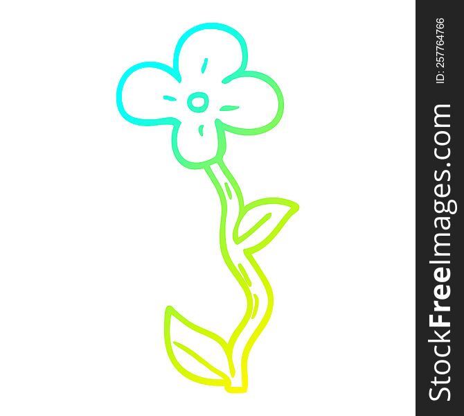 Cold Gradient Line Drawing Cartoon Flower