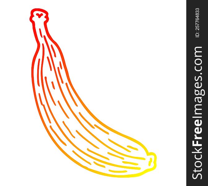 warm gradient line drawing of a cartoon yellow banana