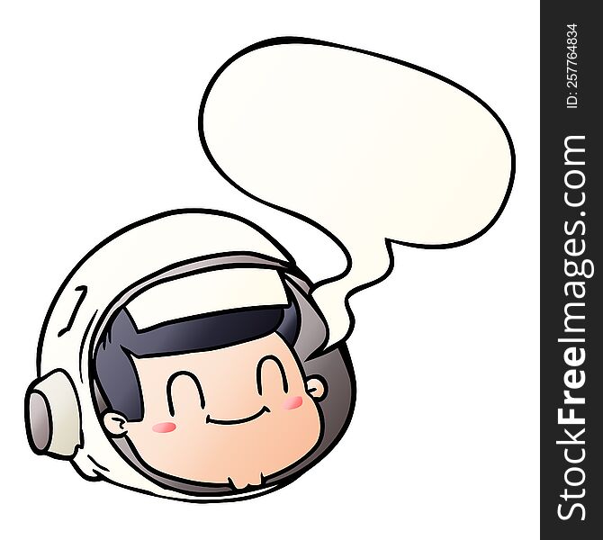 cartoon astronaut face with speech bubble in smooth gradient style