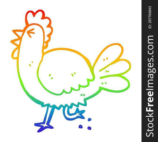 Rainbow Gradient Line Drawing Cartoon Rooster