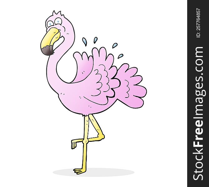 freehand drawn cartoon flamingo