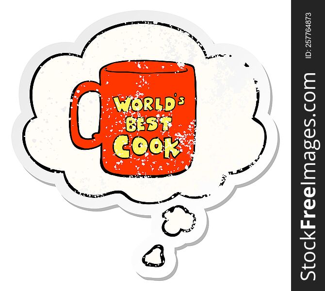 Worlds Best Cook Mug And Thought Bubble As A Distressed Worn Sticker