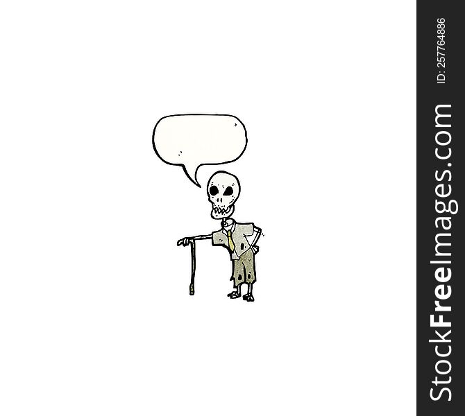 cartoon old skeleton talking