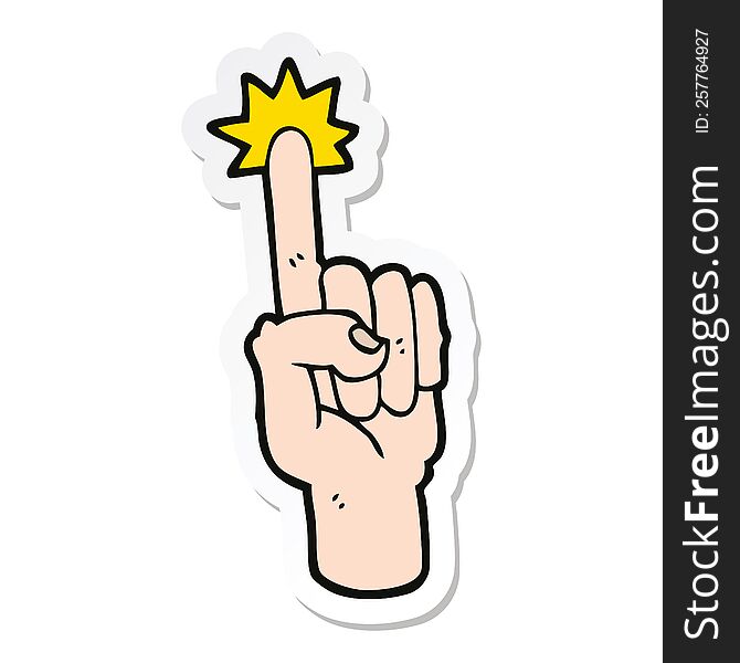 sticker of a cartoon pointing finger