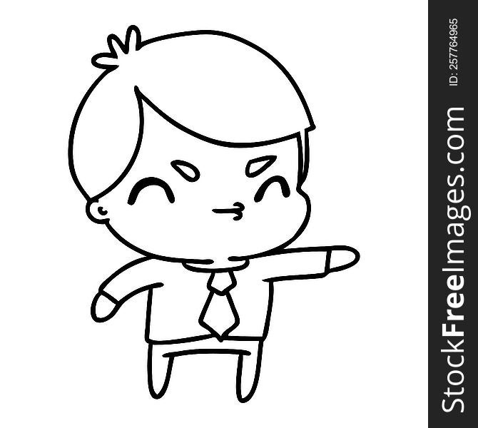 line drawing illustration of a kawaii cute boy. line drawing illustration of a kawaii cute boy