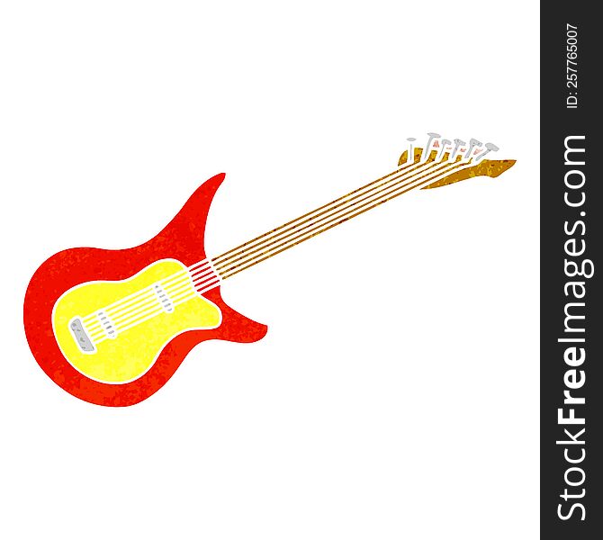 hand drawn retro cartoon doodle of a guitar