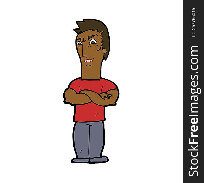 Cartoon Annoyed Man With Folded Arms