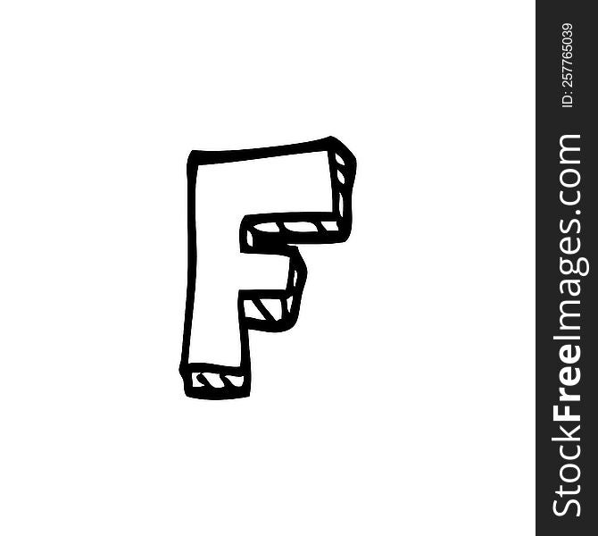 Line Drawing Cartoon Letter F
