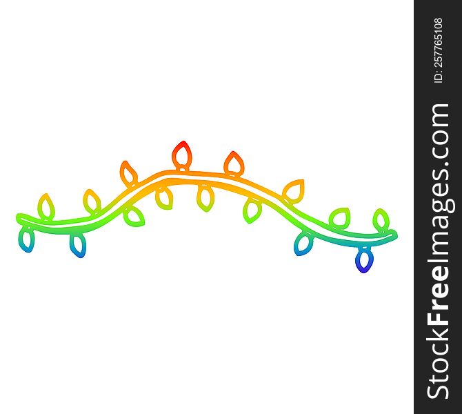 rainbow gradient line drawing of a cartoon christmas lights