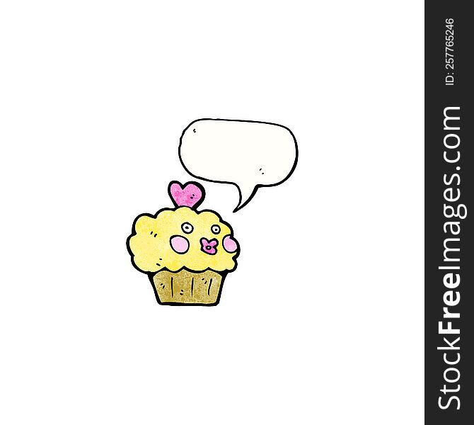 Cartoon Cupcake With Speech Bubble