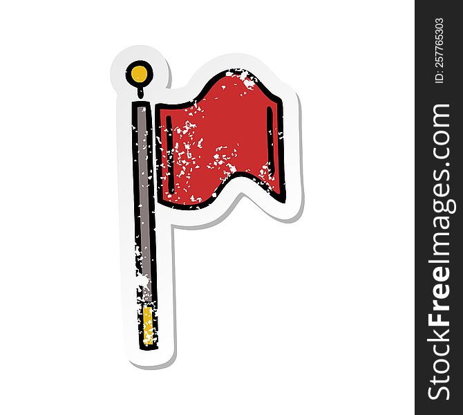 distressed sticker of a cute cartoon red flag
