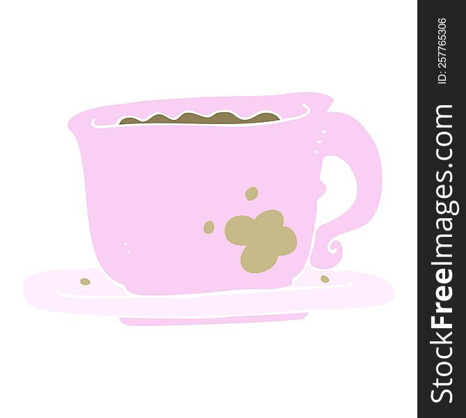 flat color illustration of cup of coffee. flat color illustration of cup of coffee