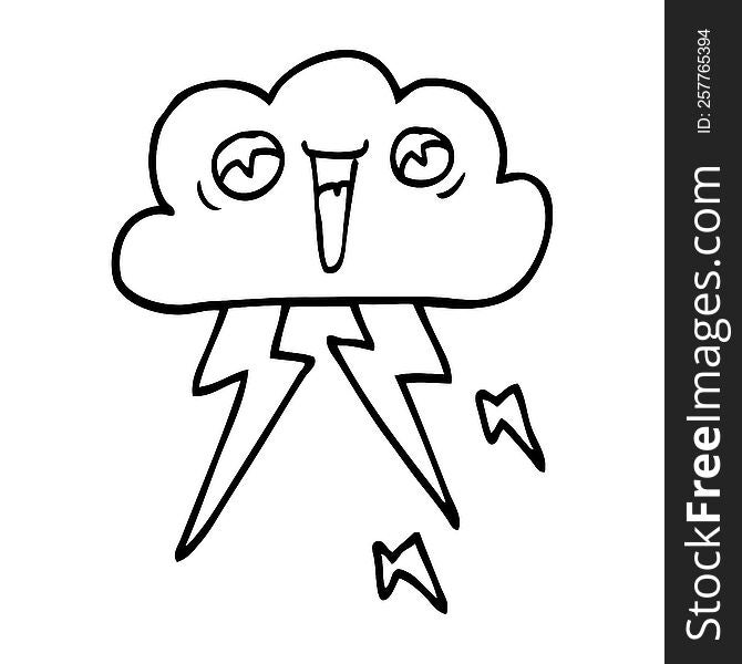 Line Drawing Cartoon Of Thunder Cloud