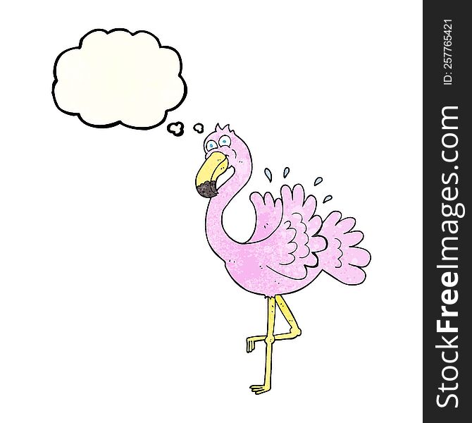 Thought Bubble Textured Cartoon Flamingo