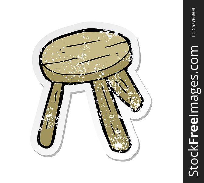 retro distressed sticker of a cartoon wooden stool
