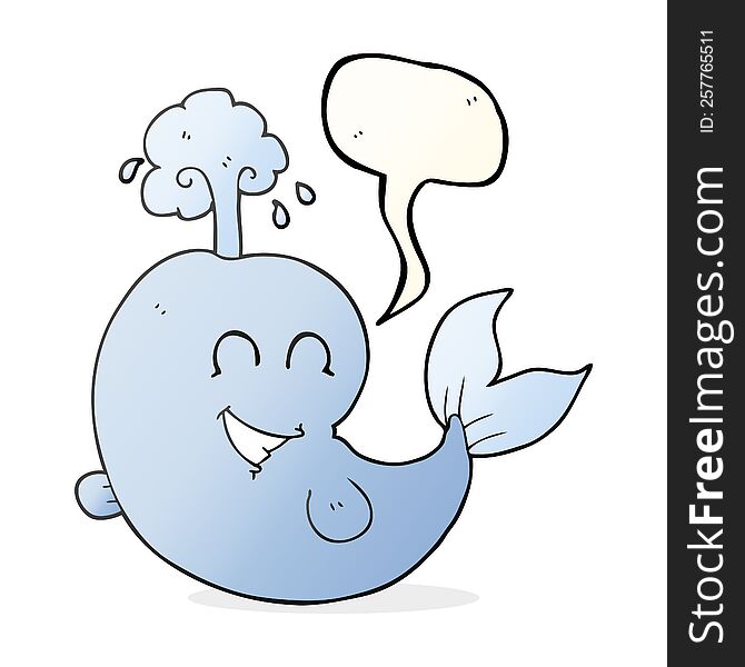 Speech Bubble Cartoon Whale Spouting Water