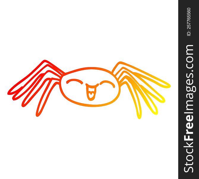 warm gradient line drawing of a happy cartoon spider