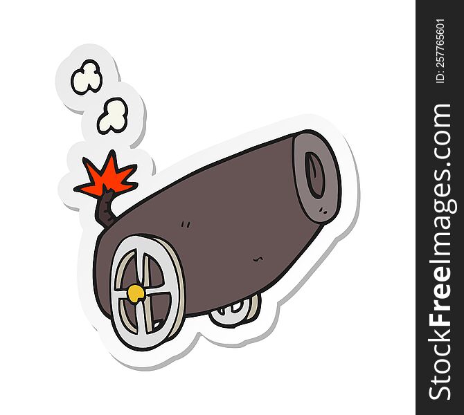 Sticker Of A Cartoon Cannon