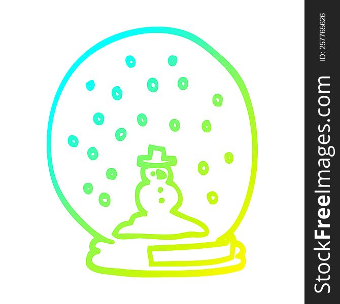 cold gradient line drawing of a cartoon snowglobe