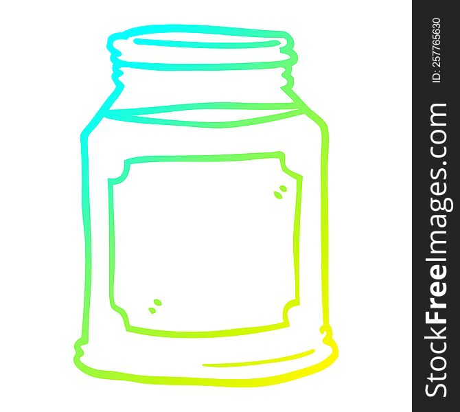 Cold Gradient Line Drawing Cartoon Candle In Jar