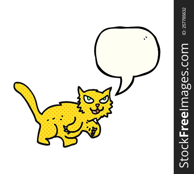 freehand drawn comic book speech bubble cartoon cat