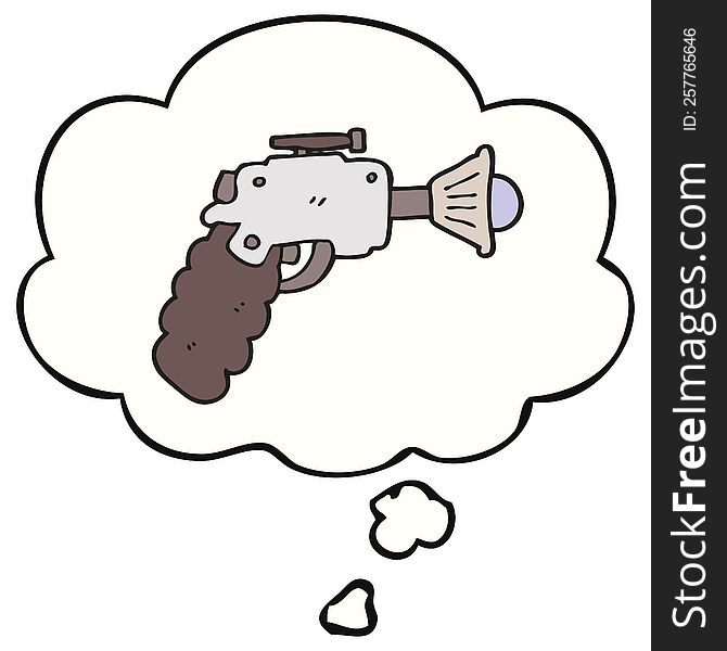 Cartoon Ray Gun And Thought Bubble
